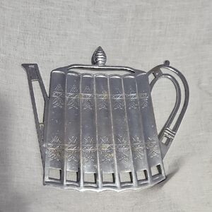 Vintage 1992 Godinger Silver Plated  Metal Teapot Shaped Trivet Wall Decor